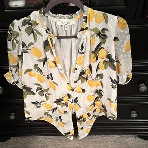 H&M Citrus Patterned Blouse in White